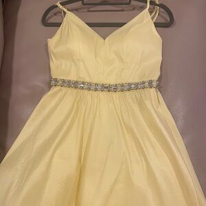 yellow belle dress | Embellished Fit & Flare Dress | semiformal dress
